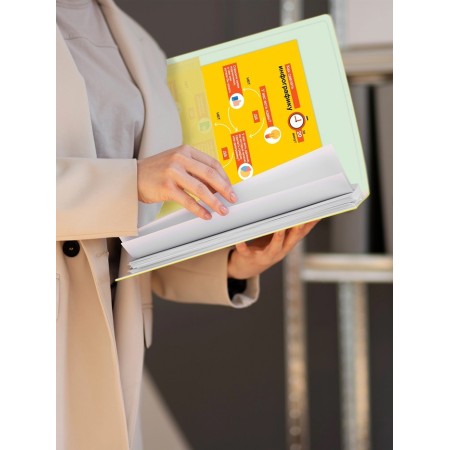 Folder with A4, 700 microns, 27 mm, calligrata duble neon, inner pocket, up to 180 sheets, yellow neon-4