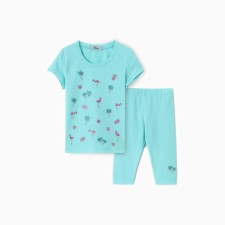 A set for a girl (T -shirt/leggings), mint color, height 98 cm