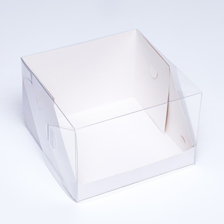 Confectionery box with a plastic lid, white 20.5 x 20.5 x 14 cm-1