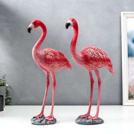 Souvenir Polystone "Pink Flamingo on the Stone" MIX 45.5x22x10 cm
