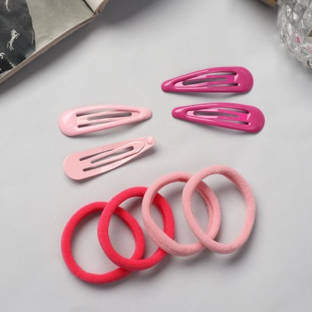 Hair set "Mira" (4 invisibility-5 cm, 8 elastic bands-3.5 cm) pink-2