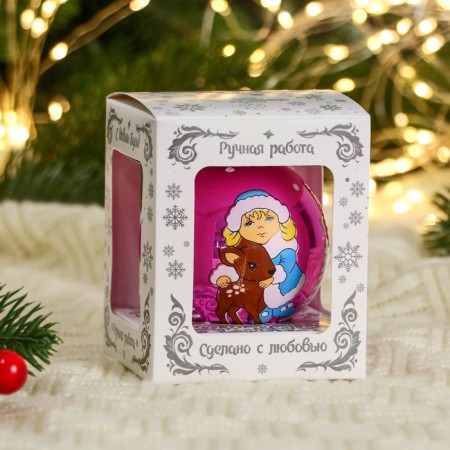 Ball "Snow Maiden with a deer" 6.5 cm, mix-2