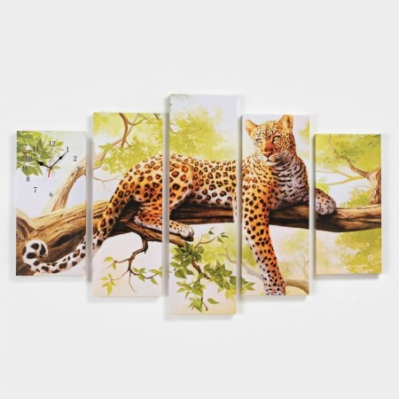 Watch wall, modular, series: animal world, "leopard", 80x140 cm