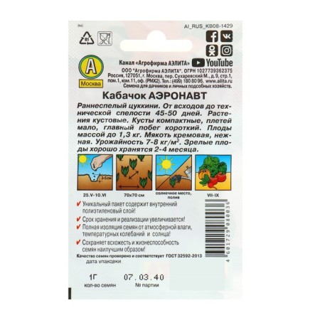 Semen zucchini Zuckini "Aeronaut" "Leader", 10 pcs.-2