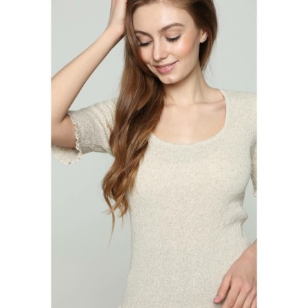 Female T -shirt, size s, beige color-1