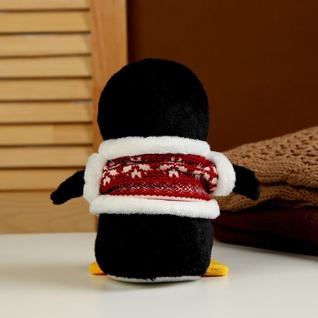 Soft toy "Penguin" in a fur coat, 19 cm, black color-2