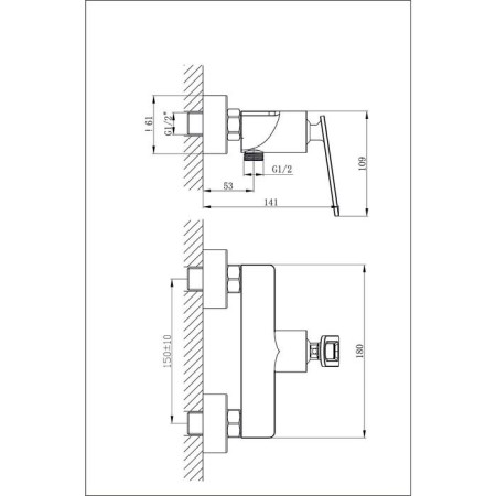 Shower mixer Rush Palm PL2530-63, single-leaf, mounted in the wall, chrome-1