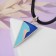 Piece on the “brightness” cord triangle, the color of turquoise blue in silver, l = 42cm
