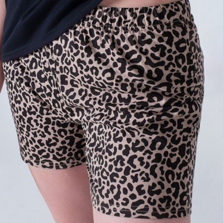 Female home set (T -shirt/shorts), black/leopard color, size 44-3