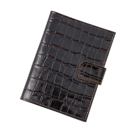 Driver wallet, with a button, brown color, dark crocodile