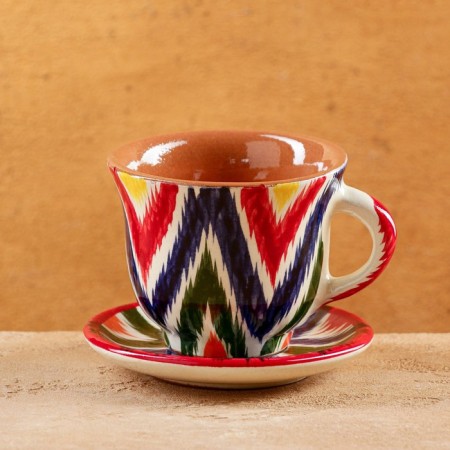 Tea couple Rishtan ceramics "Atlas", 220 ml, red mix-6
