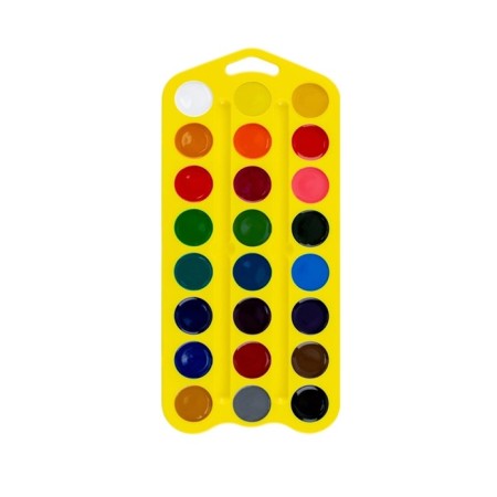 Watercolor honey 24 colors, ZHK "Flower", without a brush, yellow plastic case with a loop, 27421678-2