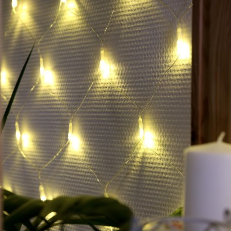 Garland "network" 1.6 × 1.6 m, IP20, transparent thread, 144 LED, warm white glow, 8 modes, 220 V-2