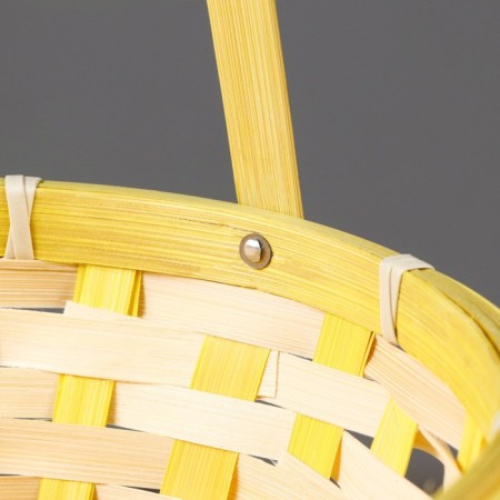Wicker basket, bamboo, round, yellow-1
