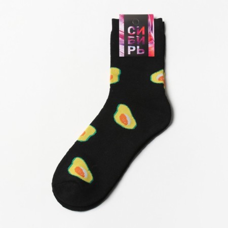Women's socks "Avocado", black color, size 23-25-2