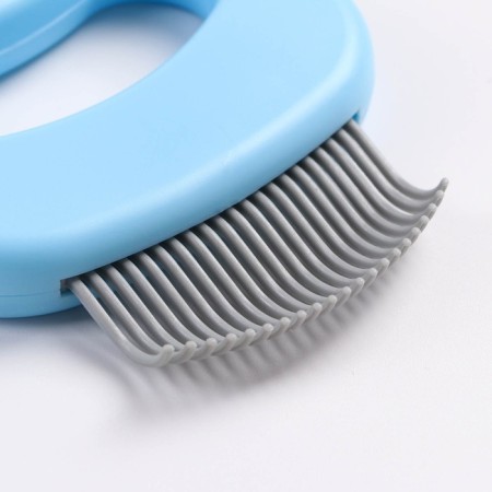 Comb for wool with bent plastic teeth, 21 cloves, 10 x 9 cm, blue-3