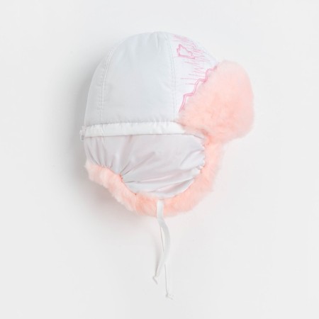 Hat for the girl "Arctic", white/pale pink color, size 52
