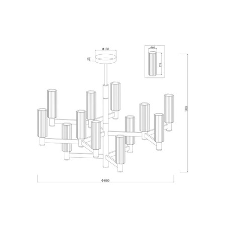 Caust 40W, 12XE14, 70.8x86 cm, brass-3