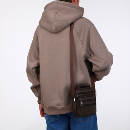 Male bag on lightning, long belt, brown color-5
