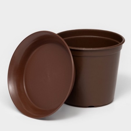 Flower pot with a pallet, 800 ml, brown color, chick shade-1
