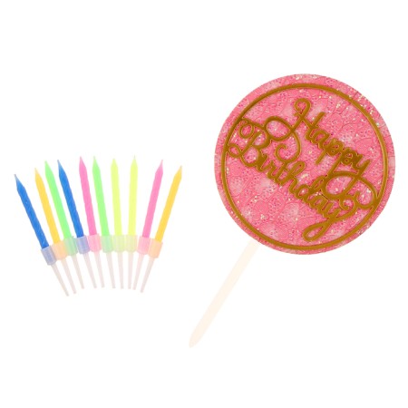 Set for decorating the table "Happy Birthday": candles, topper, balls, set 16 pcs in a set.-4