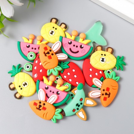 Decor for creativity rubber "Fruits with muzzles" set of 15 pcs mix 2.5x3 cm-1