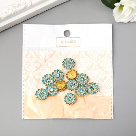 Decor for creativity plastic "Blue-sun flower" set of 12 pcs 1.4x1.4 cm-3