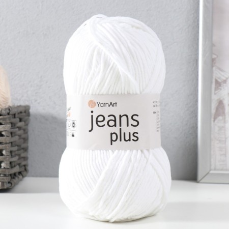 Yarn "Jeans Plus" 55% cotton, 45% acrylic 160m/100g (62 white)-4