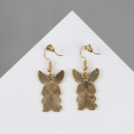 Earrings "Bunny" skeletons, x -rays, colored in gold-2