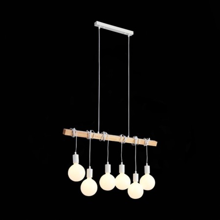 Suspended EVOLUCE lamp. SL1142.503.06. Bagetti. 6x60 watts, E27, 85x4x29 cm, white color, light wood-3