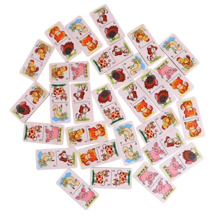 Domino large "on the farm" 28 wooden chips-1