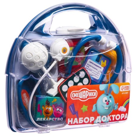 Dr.'s set, Smeshariki, in the suitcase, 10 objects mix