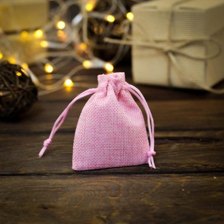 Gift bag from canvases, pink, 7 x 9 cm
